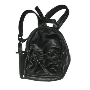 French Connection Black Faux Leather Chain Detail Mini Backpack designer luxury